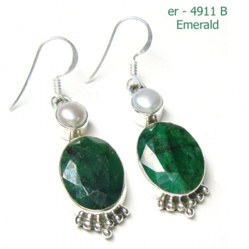 Freshwater pearl 925 sterling silver green emerald quartz drop earrings